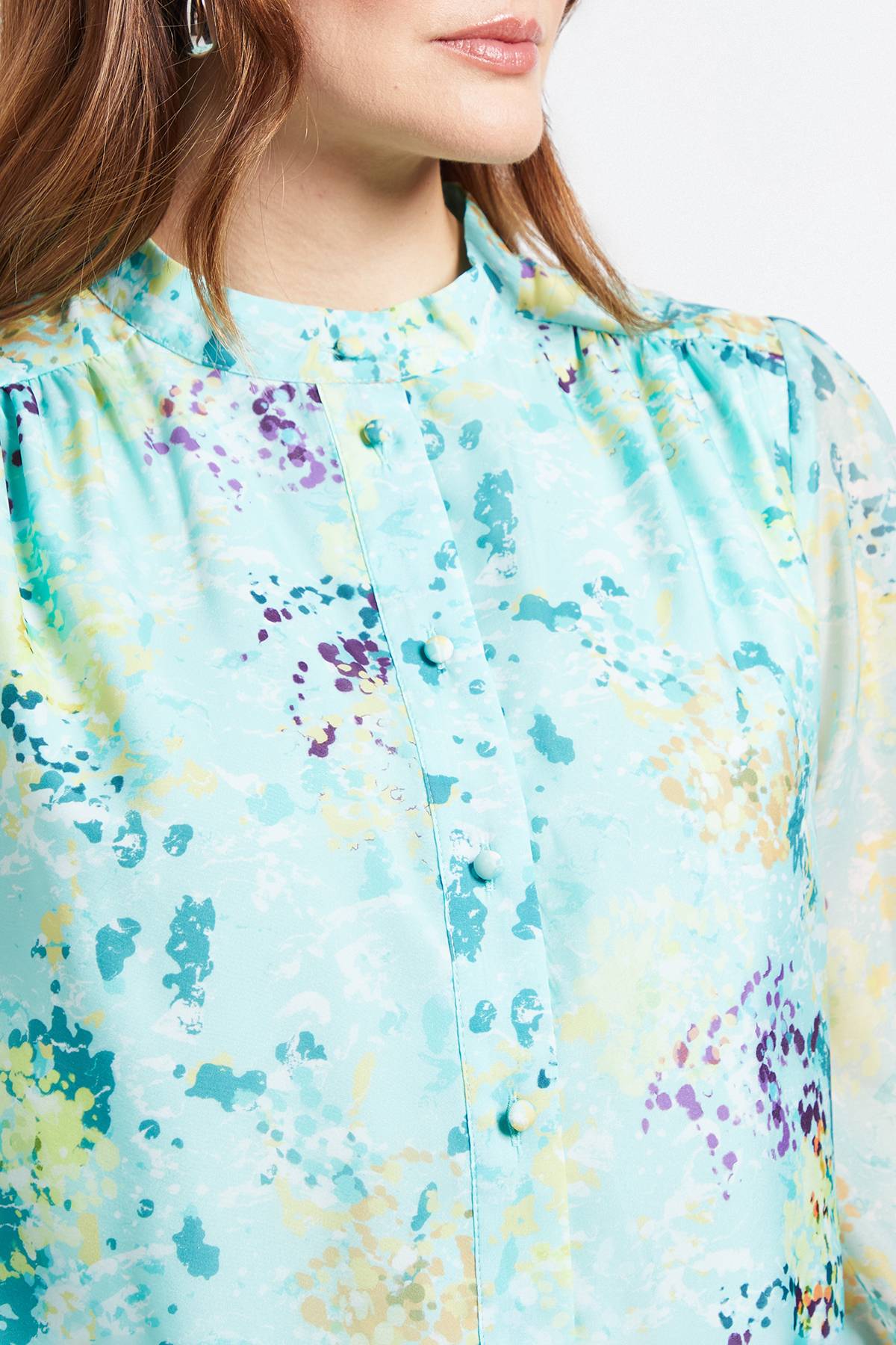 Wallis Chemise Sans Col En Organza À Motif Floral