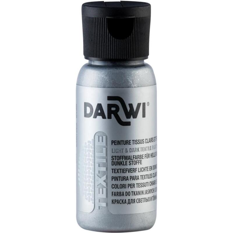 DARWI Flacon de 50 ml de Peinture Textile Métallique - Argent