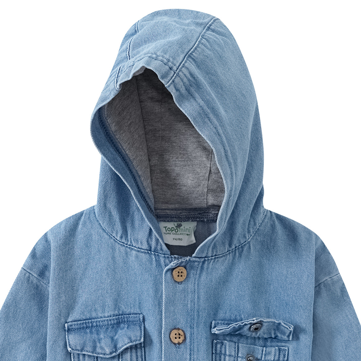 Topomini Pure Collection Baby Jeansjacke aus Bio-Baumwolle hellblau