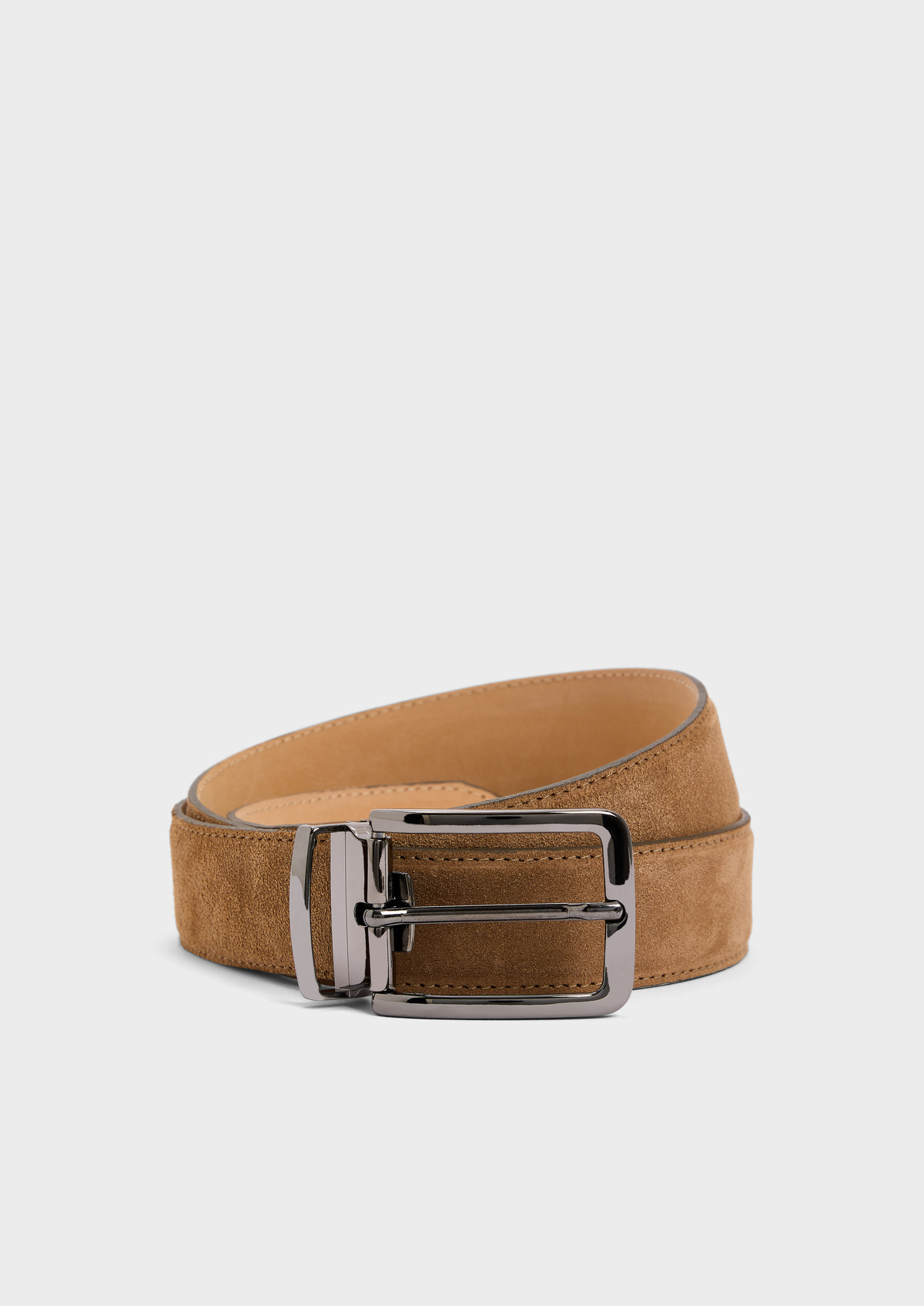 Ceinture ajustable en cuir nubuck taupe