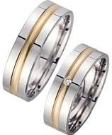 Trouwringen geel en witgoud met Diamant breedte 6 mm
