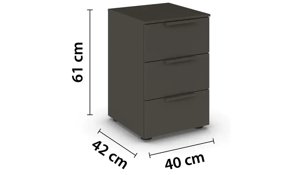 Nachttisch Graphit Graphit Front: Dekor, Oberboden: Dekor Graphit
