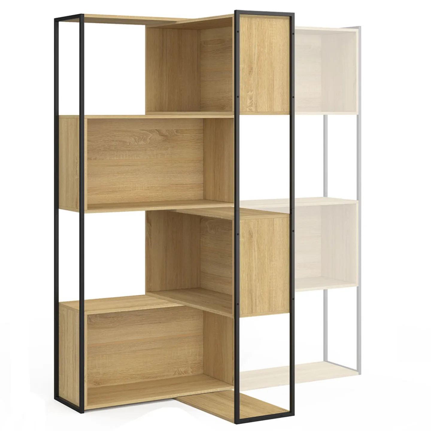Etagère bibliothèque modulable DETROIT séparateur d'angle extensible design industriel 170 cm