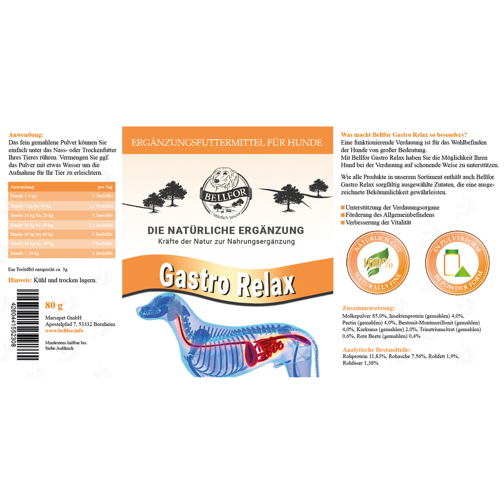 Set économique pour les chiens souffrant de problèmes digestifs - gastro relax poudre 80g + shiimun gastro poudre 50g