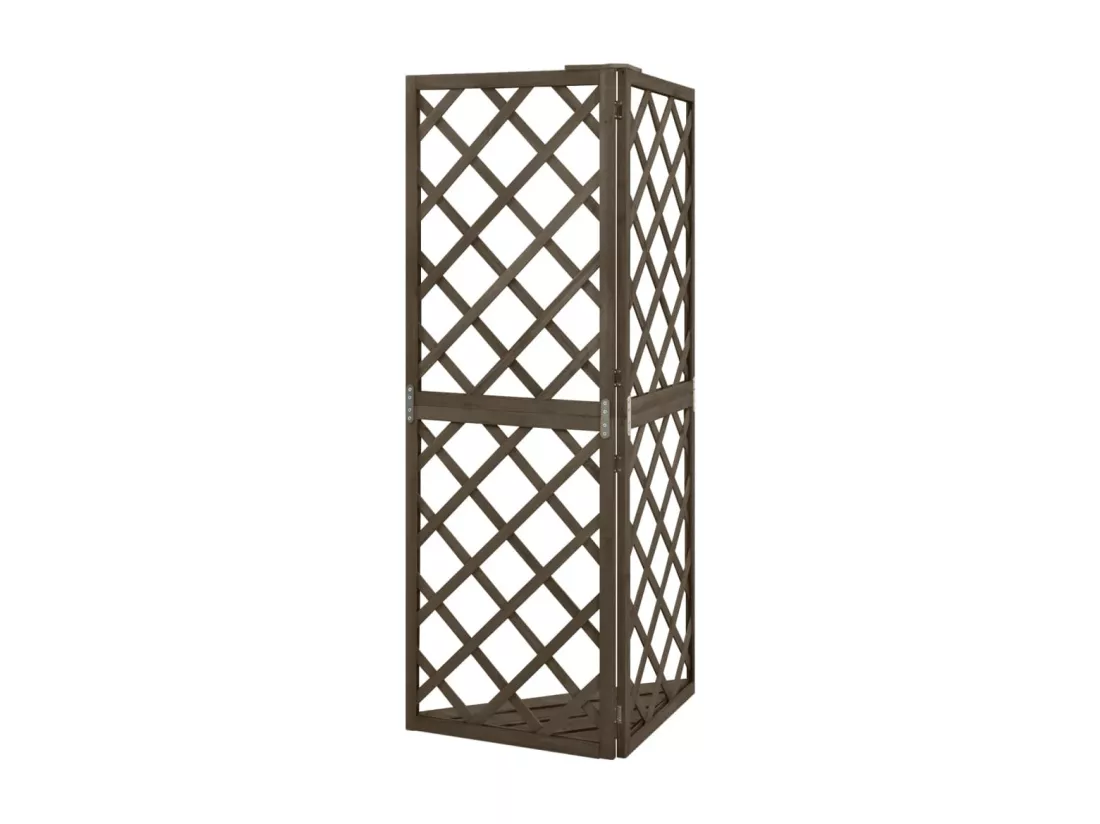Treillis d'angle Gris 50x50x145 cm Bois de sapin massif