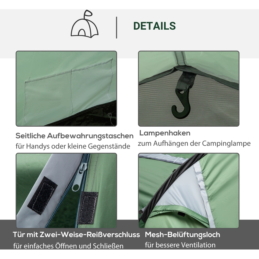 Outsunny Campingzelt für 3-4 Personen dunkelgrün, schwarz