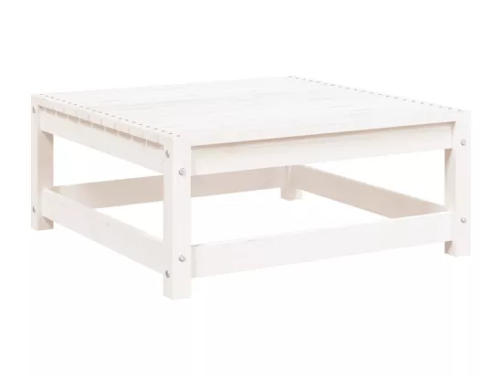 Repose-pied de jardin blanc 70x70x30 cm bois de pin massif