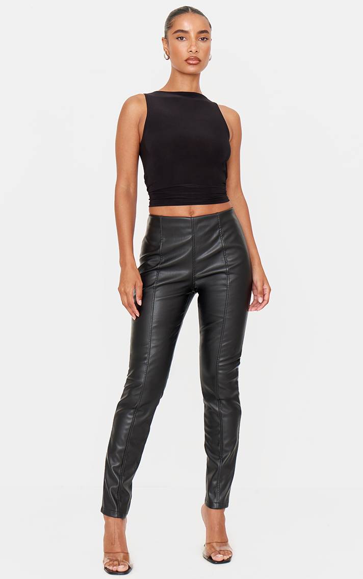 Noir Legging Extensible En Synthétique