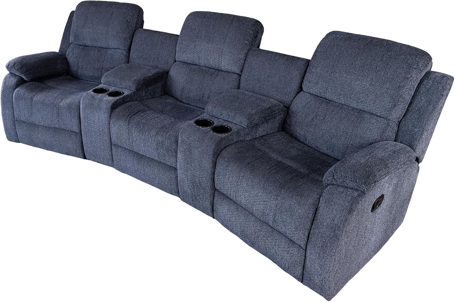 Riess Ambiente Exklusiver 3er Kinosessel Hollywood - dunkelgrau - Strukturstoff Polyester - Relaxsessel mit Cupholder Polsterung Fußstützen