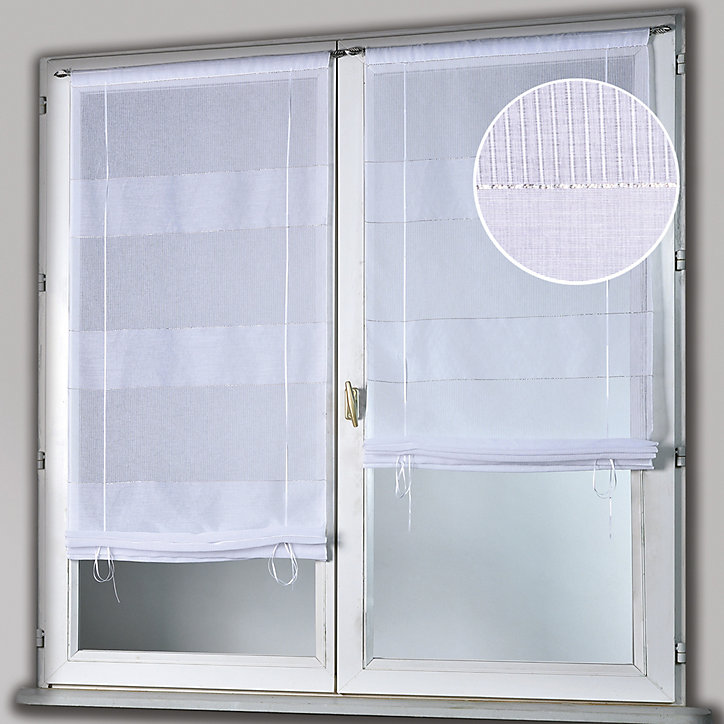 Vitrage Wanda blanc et argent 80 x 210 cm