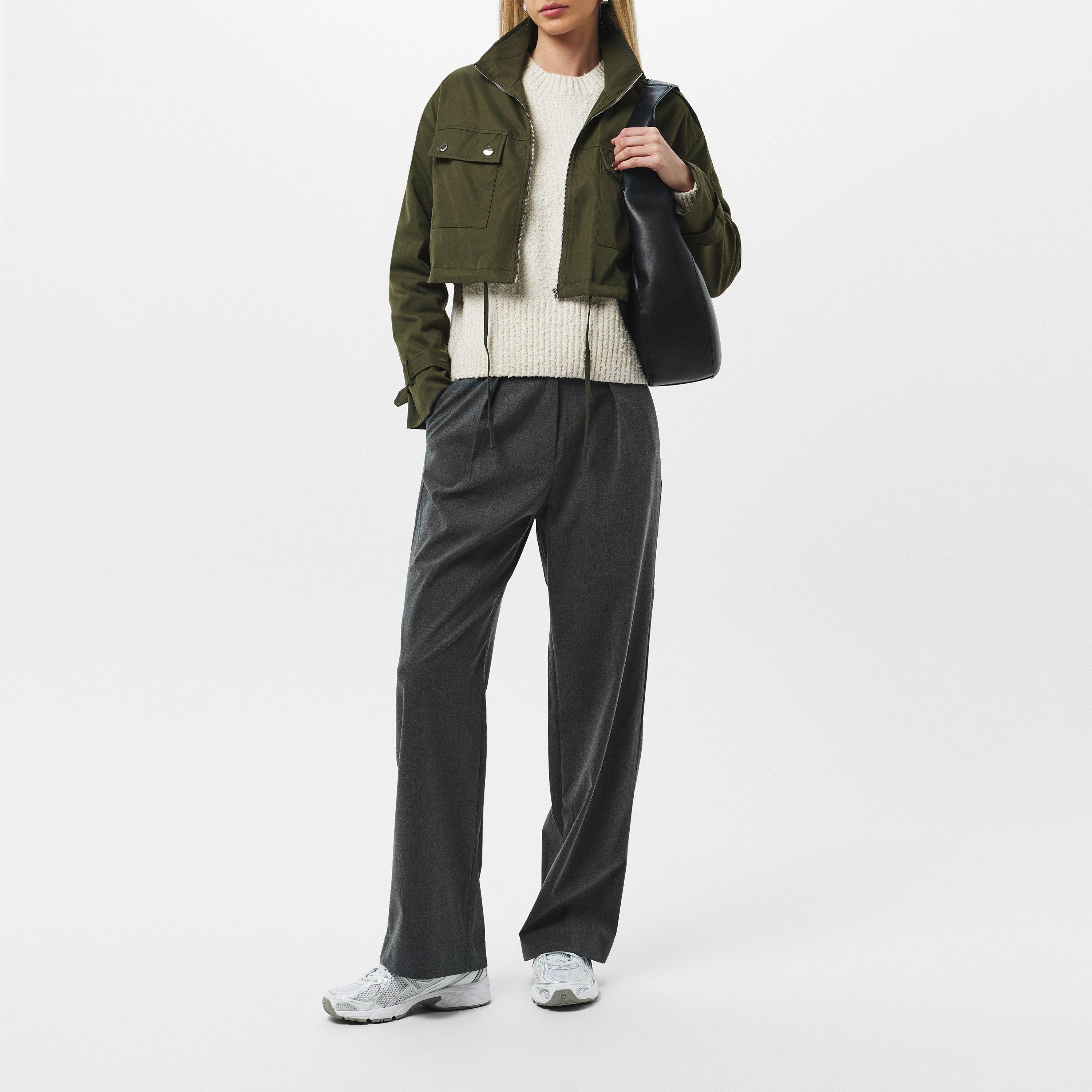 Missy Empire ME Oversized Cropped Trench Jacket Womens