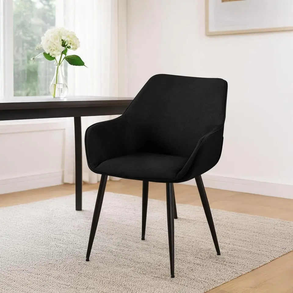 CLP Eetkamerstoel Luena zwart Frame - Stof - zwart