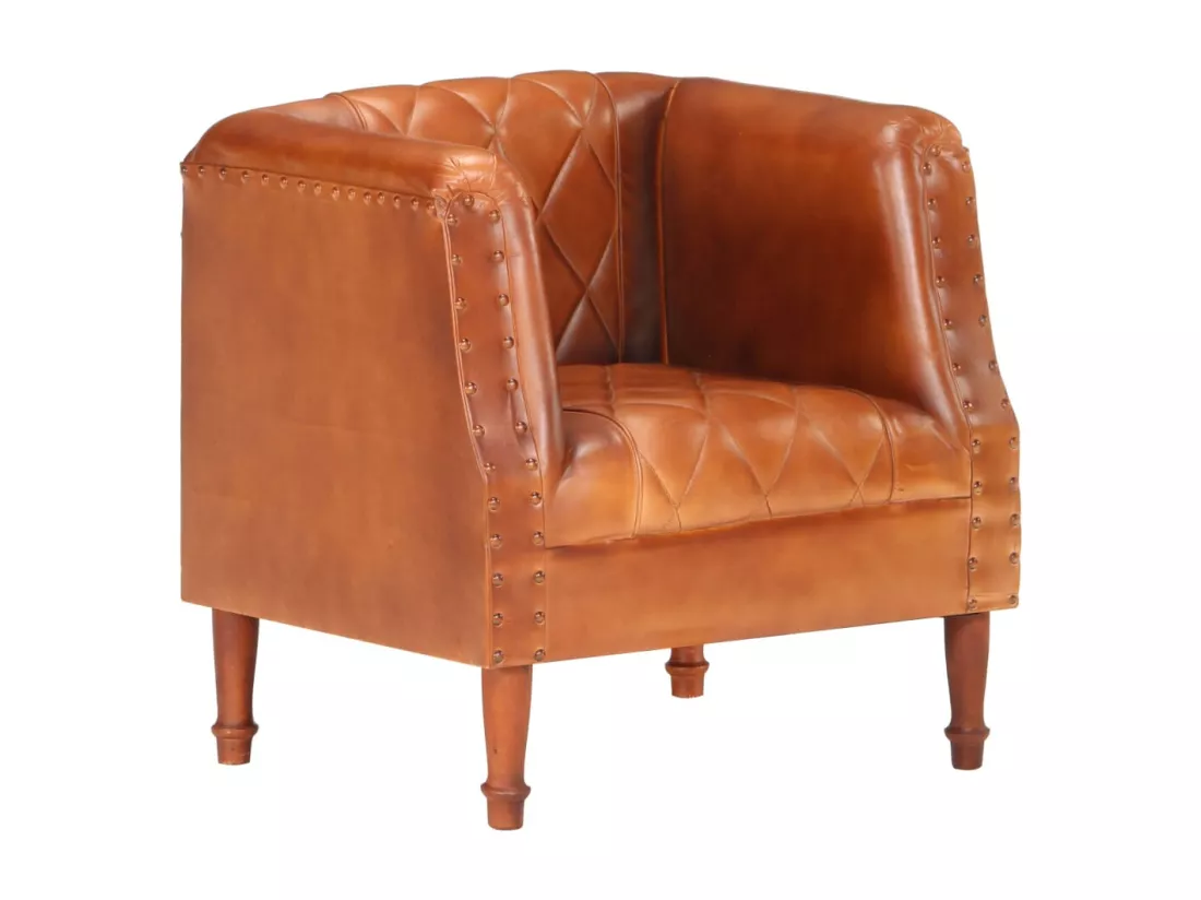 Chaise cabriolet marron Cuir véritable de chèvre