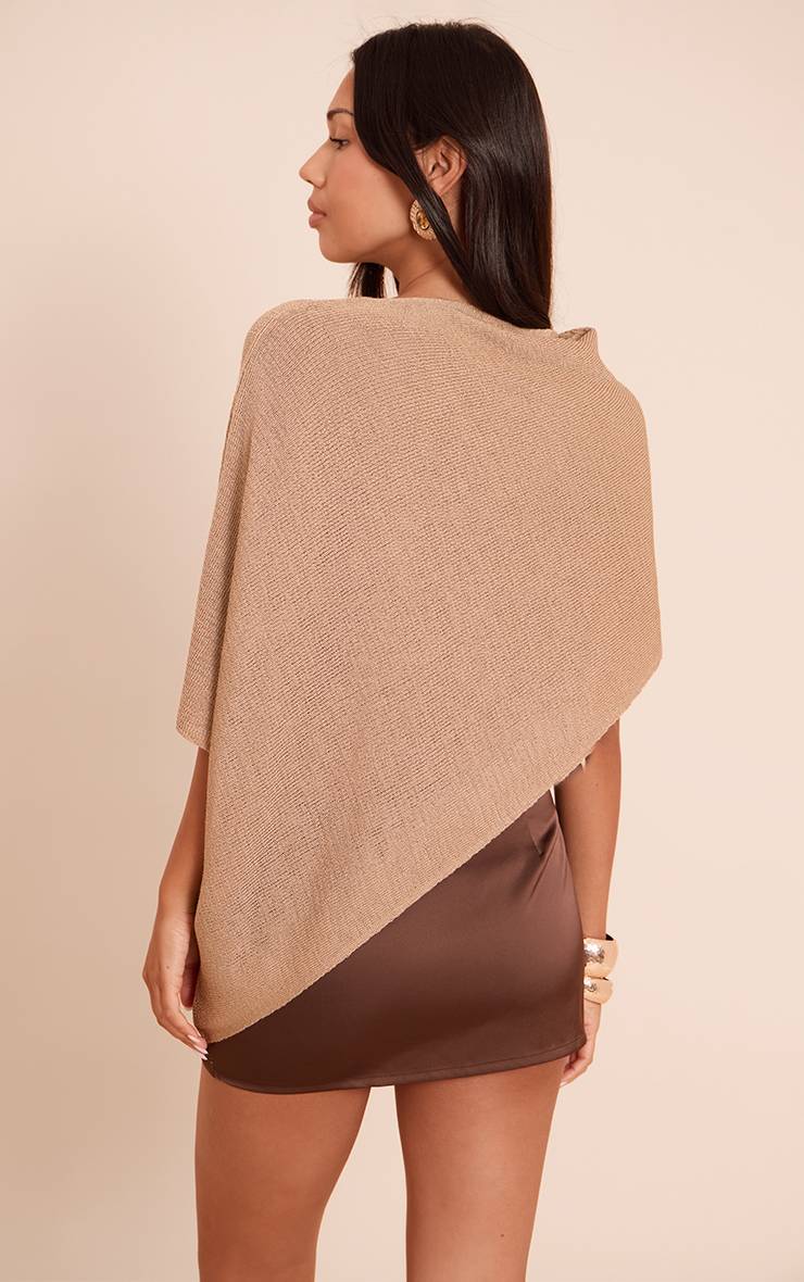 Beige Haut Style Poncho En Maille Fine