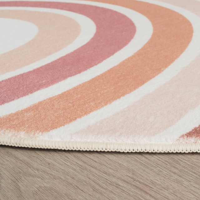 Paco Home Kinderteppich »Niloya 361« rund 12 mm Höhe Spielteppich, Kurzflor, bedruckt, Motiv Regenbogen, waschbar