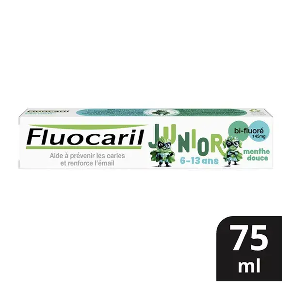 Fluocaril Junior, Pasta de dentes para crianças de 6 a 12 anos, menta suave, 75ml