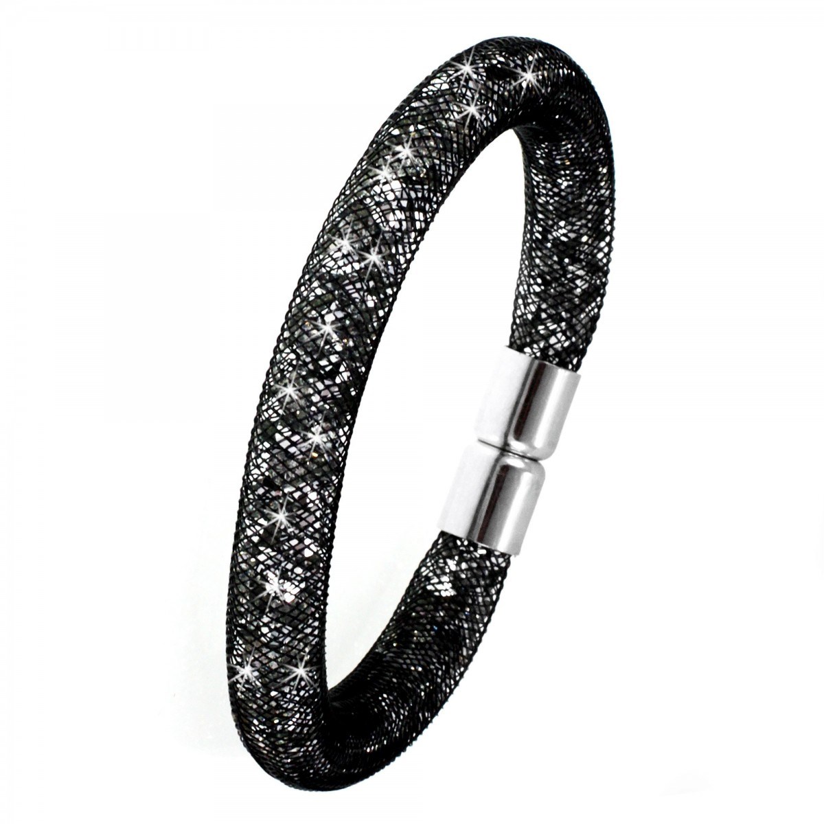 Bracelet noir tube strass SC Crystal