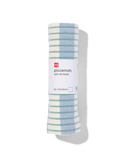 sets de table coton 35x45 bleu avec rayures - 2 pièces