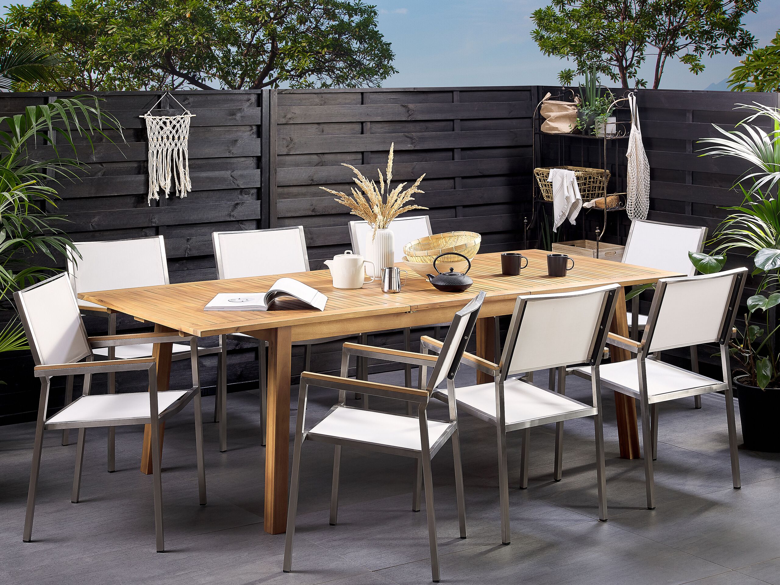Beliani-CESANA -Tuintafel-Lichtbruin-100 x 180|240 cm-Acaciahout