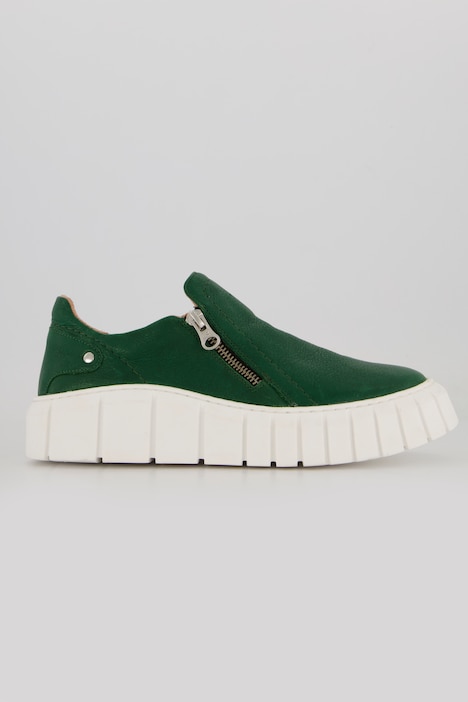 Leder-Slip-Ons, Zipper, Wechselfußbett, Komfortweite