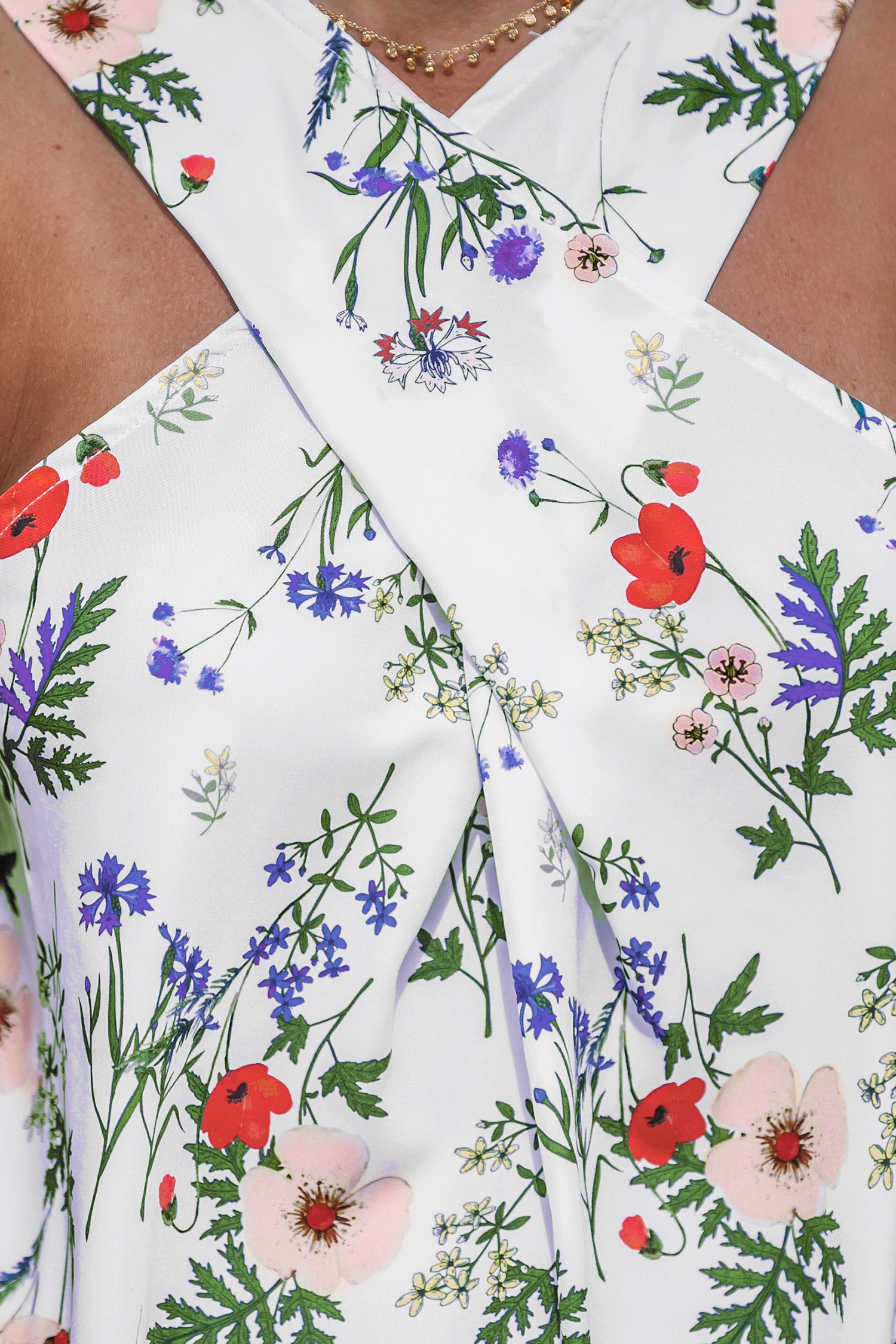 Débardeur à col haut avec fleurs croisé
