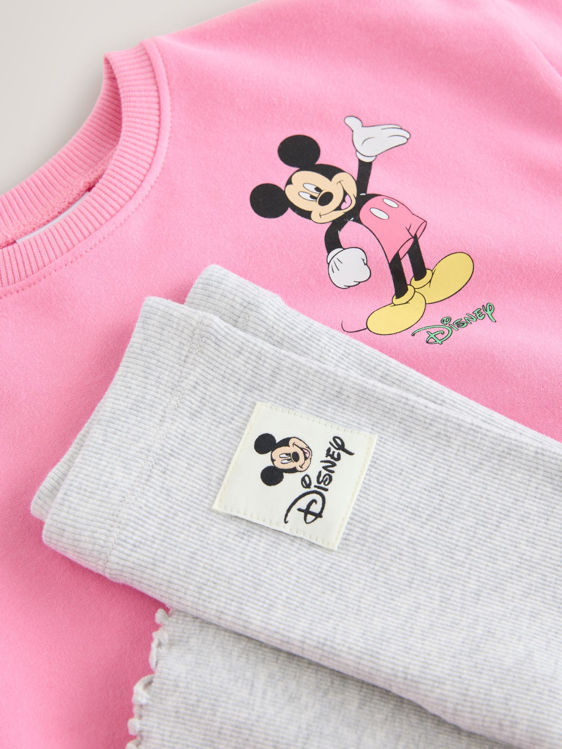 Roze - Disney Mickey Mouse and Friends set met lange mouwen top en uitlopende rok (3mnd-7jr)