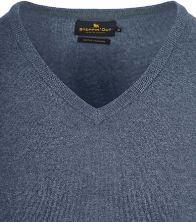 Steppin' Out Pullover V-hals Merinowol Kobaltblauw SM1201.0003-2200 kopen