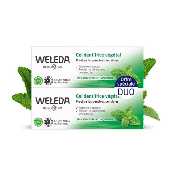 Creme dental em gel Weleda Oral Care com ingredientes de origem vegetal, pacote com 2 unidades de 75ml