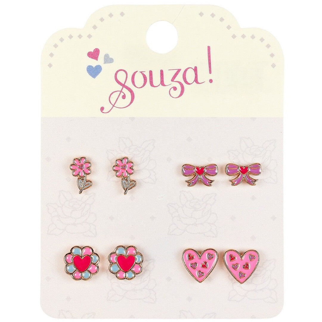 Souza for kids 4 paar oorbellen - bloemen