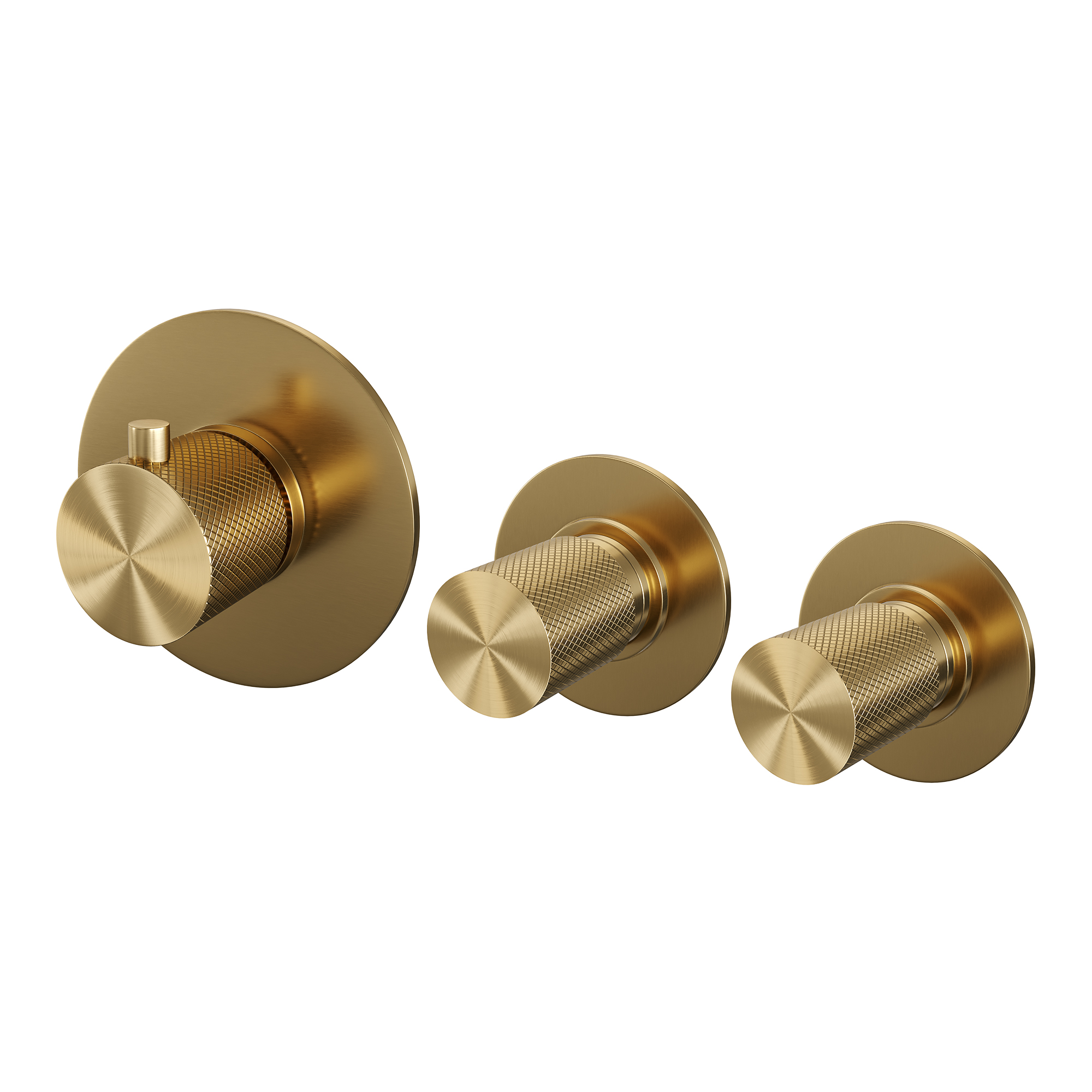 Brauer Gold Carving inbouw badkraan met badvulcombinatie en staafhanddouche geborsteld messing PVD