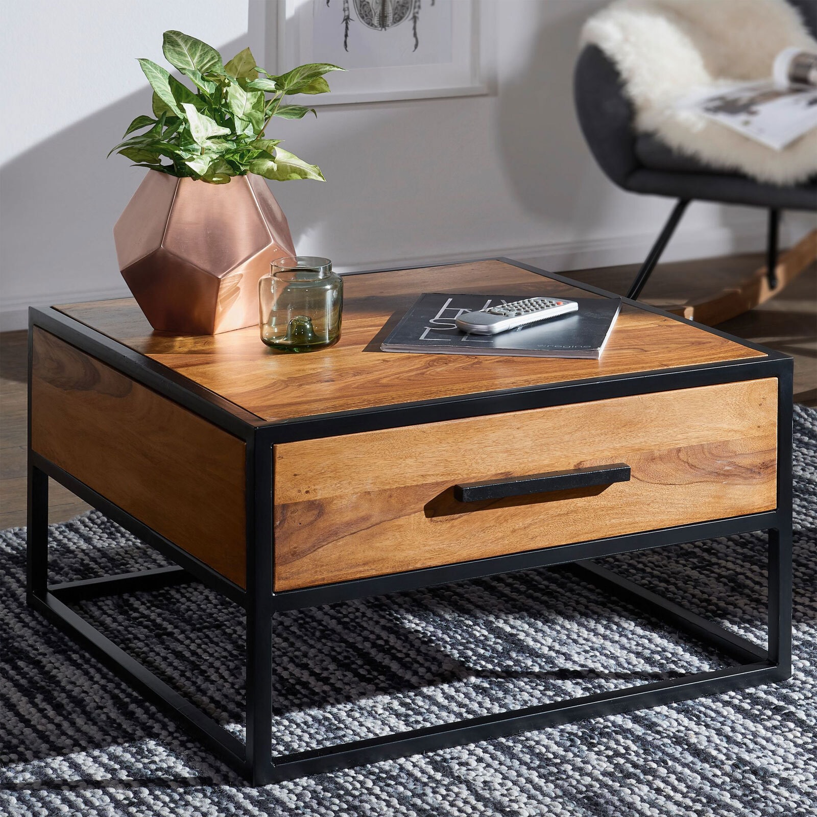 Couchtisch Baja 65x65 braun/schwarz