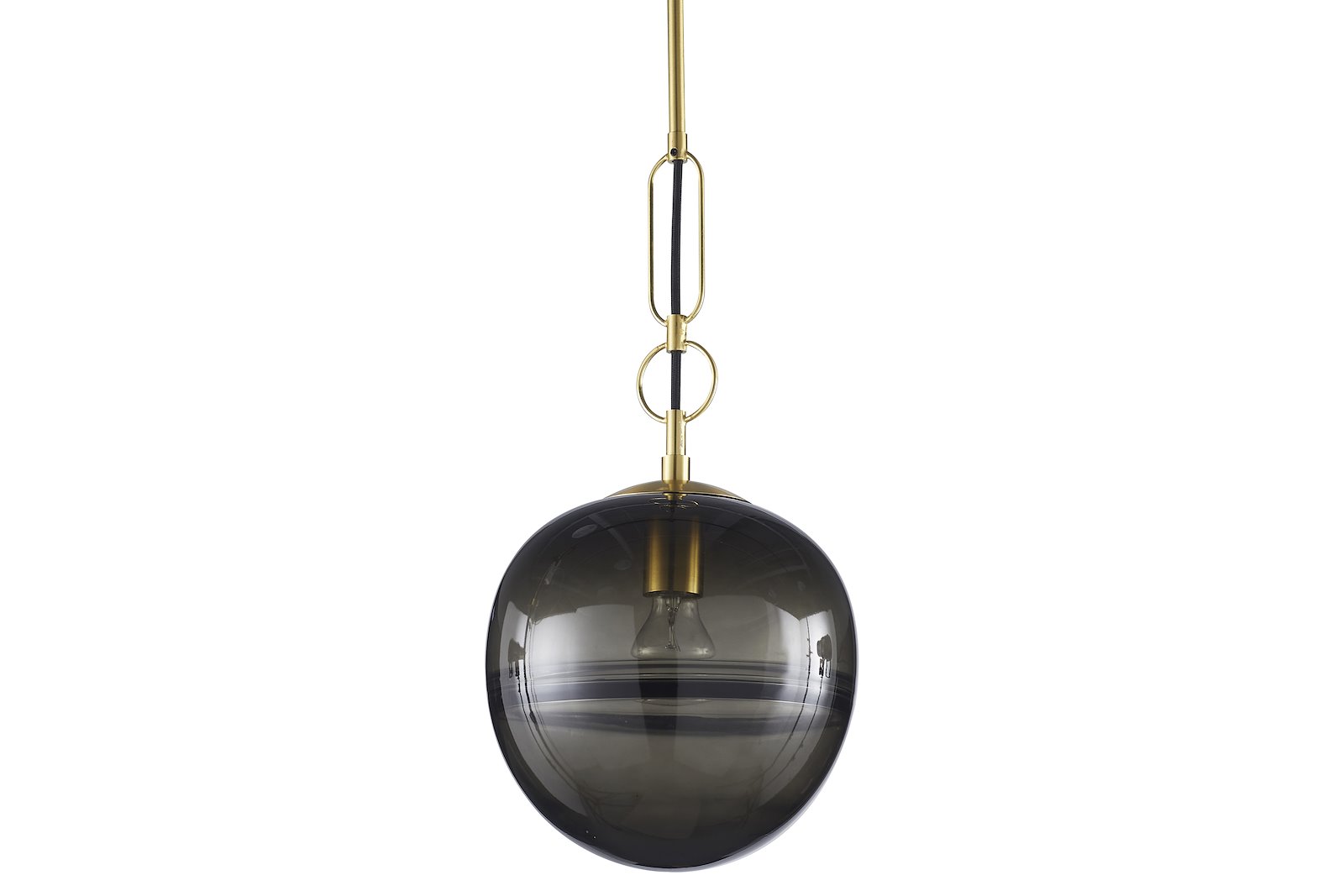 Samira taklampe Håndlaget sotet glass med gulldetaljet. Ø25cm