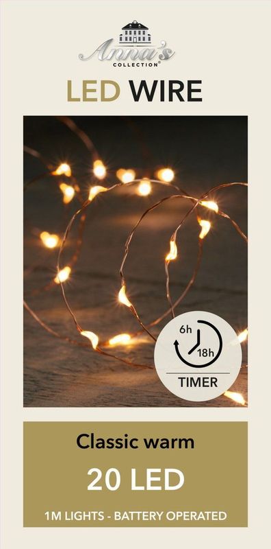Anna Collection Draadverlichting lichtsnoer - 20 leds - koper - warm wit licht - 100 cm