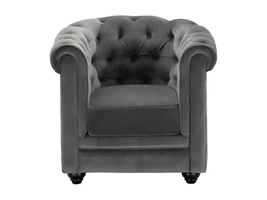 Canapé 3 places et 2 fauteuils CHESTERFIELD - Velours anthracite