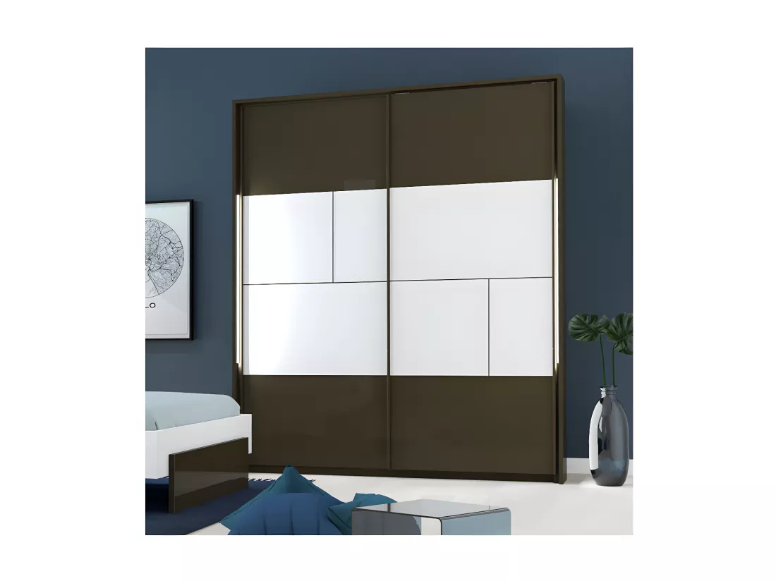 Chambre Adulte Complète Gris Moonstone/Blanc (160*200) - FLORINE n°1