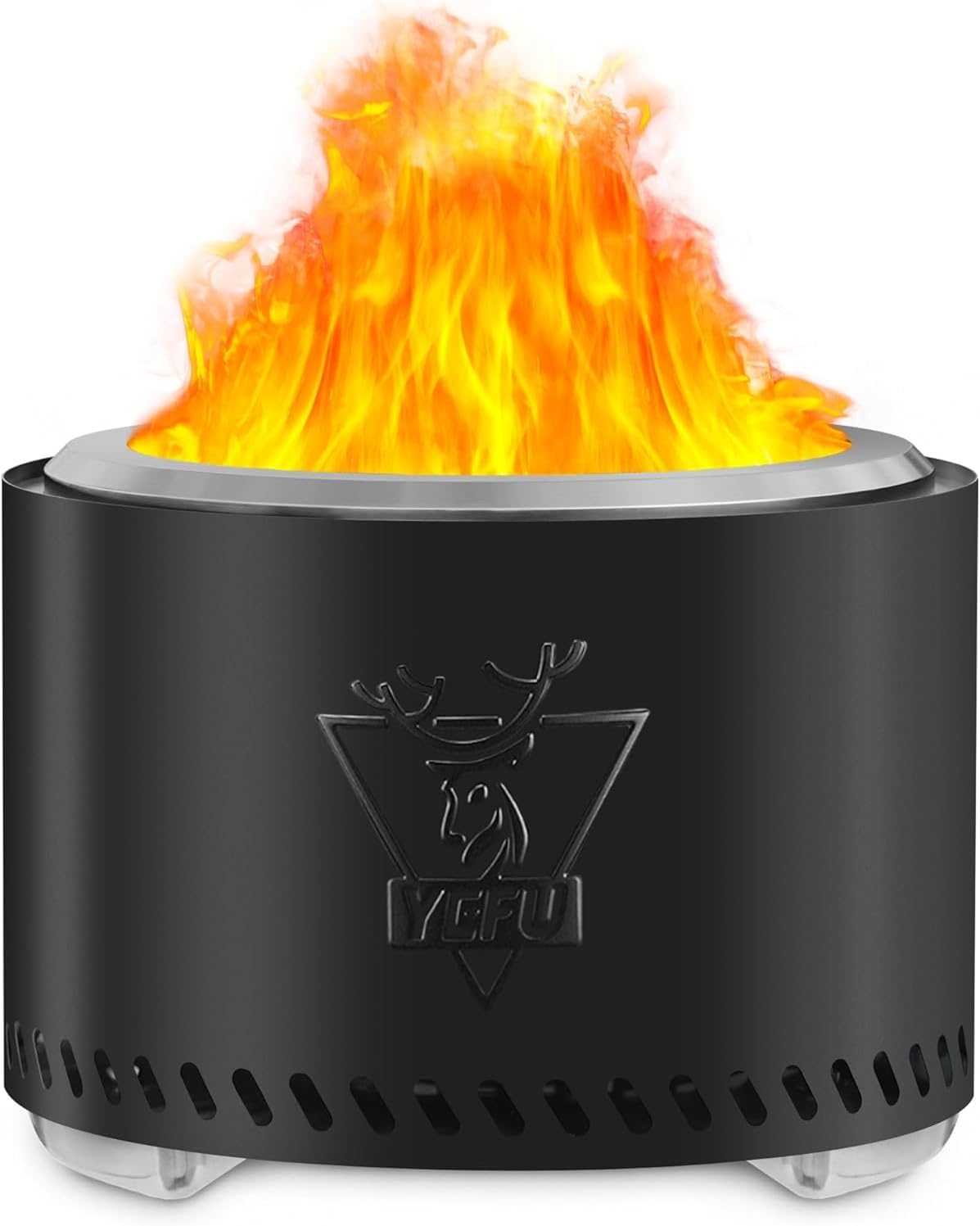 Generic Rauchfreie Feuerstelle 19 Zoll, Tragbare Kamine für Camping auf der Terrasse im Freien, Feuerstelle aus Edelstahl 304 mit Abnehmbarer Aschepfanne, Ständer und Reisetasche (Black)