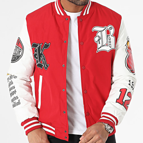 Veste Teddy Capuche Rouge Blanc