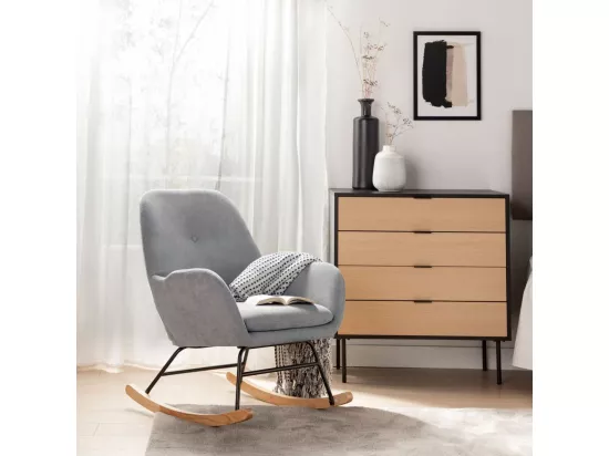 Fauteuil d'allaitement en rembourrage en microvelours gris 67x88 cm-Becca