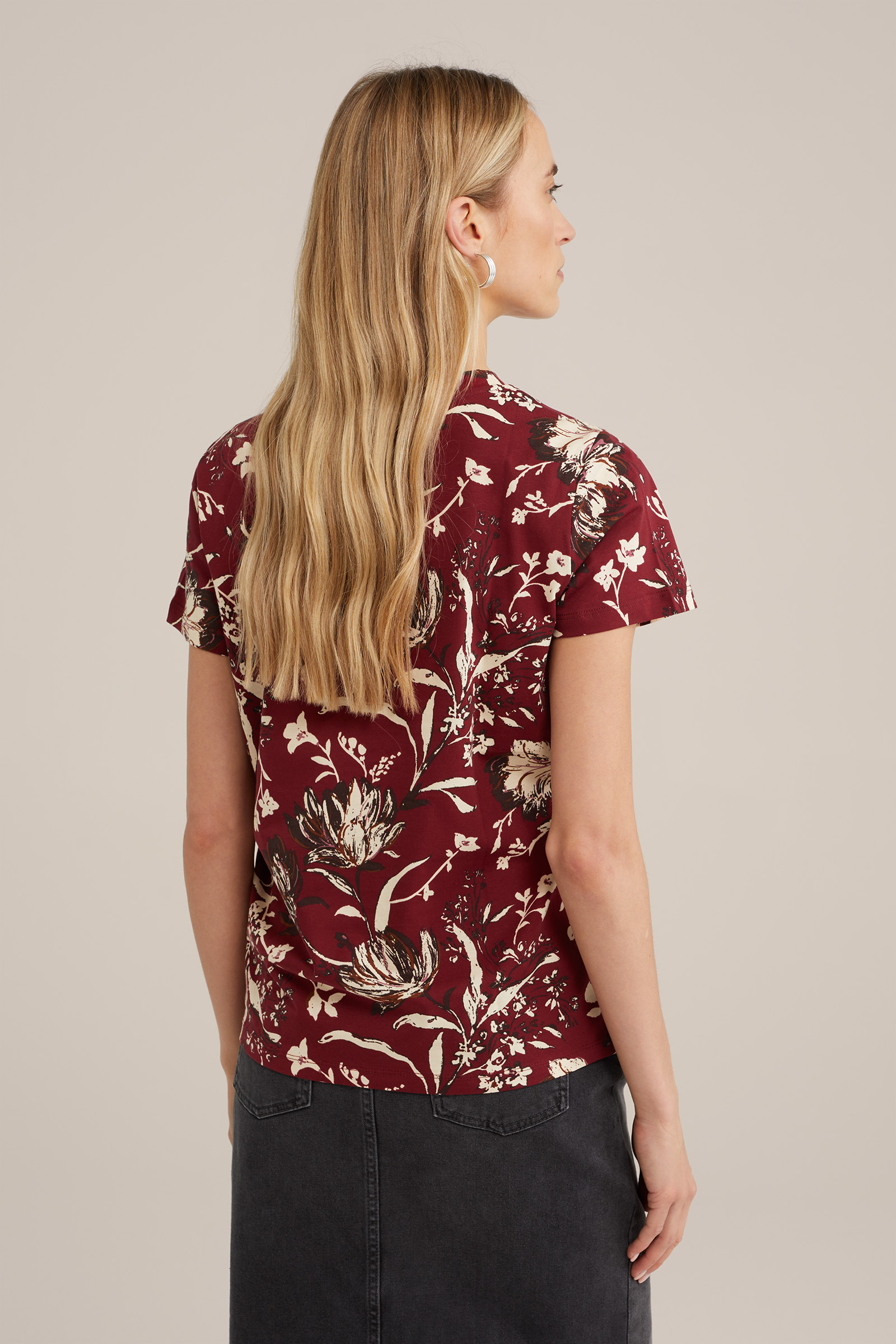 T-shirt met dessin WE Fashion Donkerrood