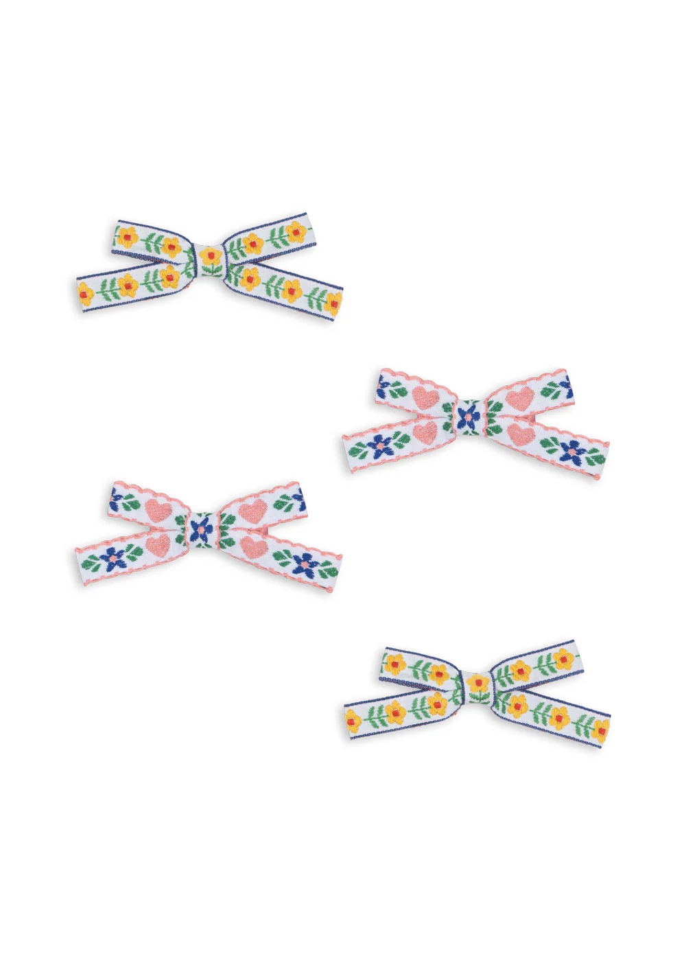 4 pak mini bow spænder - white\/rose - OS