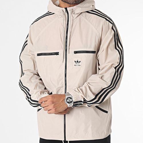 Coupe-Vent Zippé Capuche A Bandes Classics IM2107 Beige
