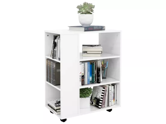 Armoire à roulettes Blanc brillant 60x35x75cm Bois d’ingénierie