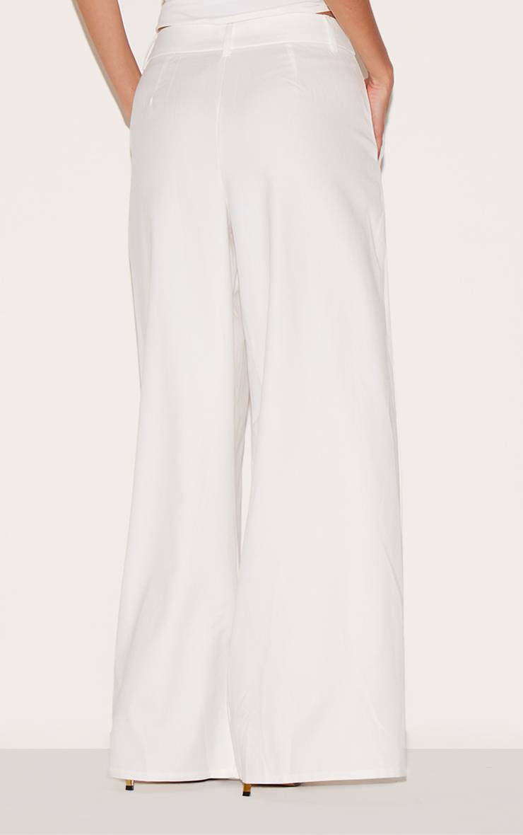 Blanc Pantalon Large Tissé À Double Pli
