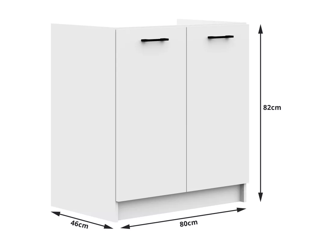 Ensemble De Cuisine AKORD OLIWIA 1.8m Blanc 180 cm 7 portes 1 tiroir façade Blanche 8 étagères 180x46x203 cm