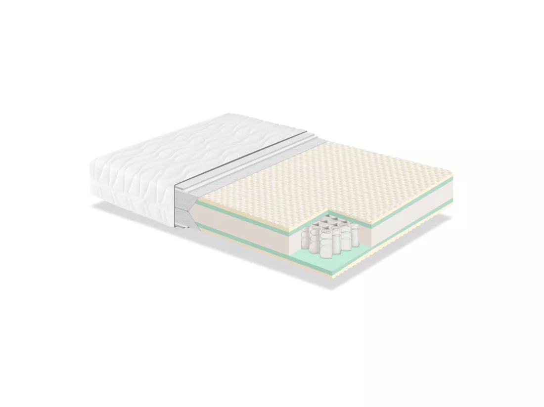Matelas ressorts ensaches 160X200 AQUILA FIRM, Epaisseur 22 CM, Dehoussable, avec mousse a memoire de forme de haute densite tres ferme