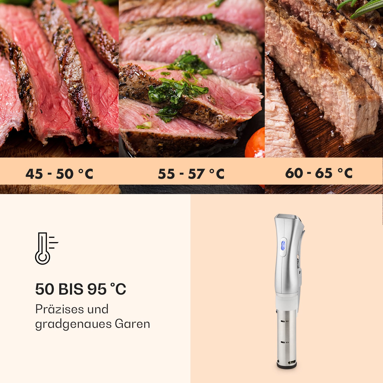 Quickstick Sous Vide Garer Thermostat: 50-95 °C für 20 L Edelstahl Silber