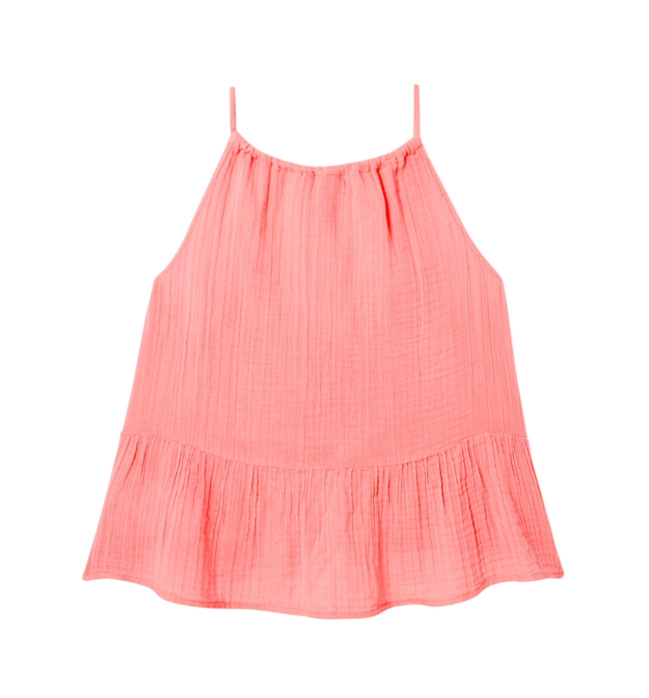 Top en gaze de coton Femme - Corail