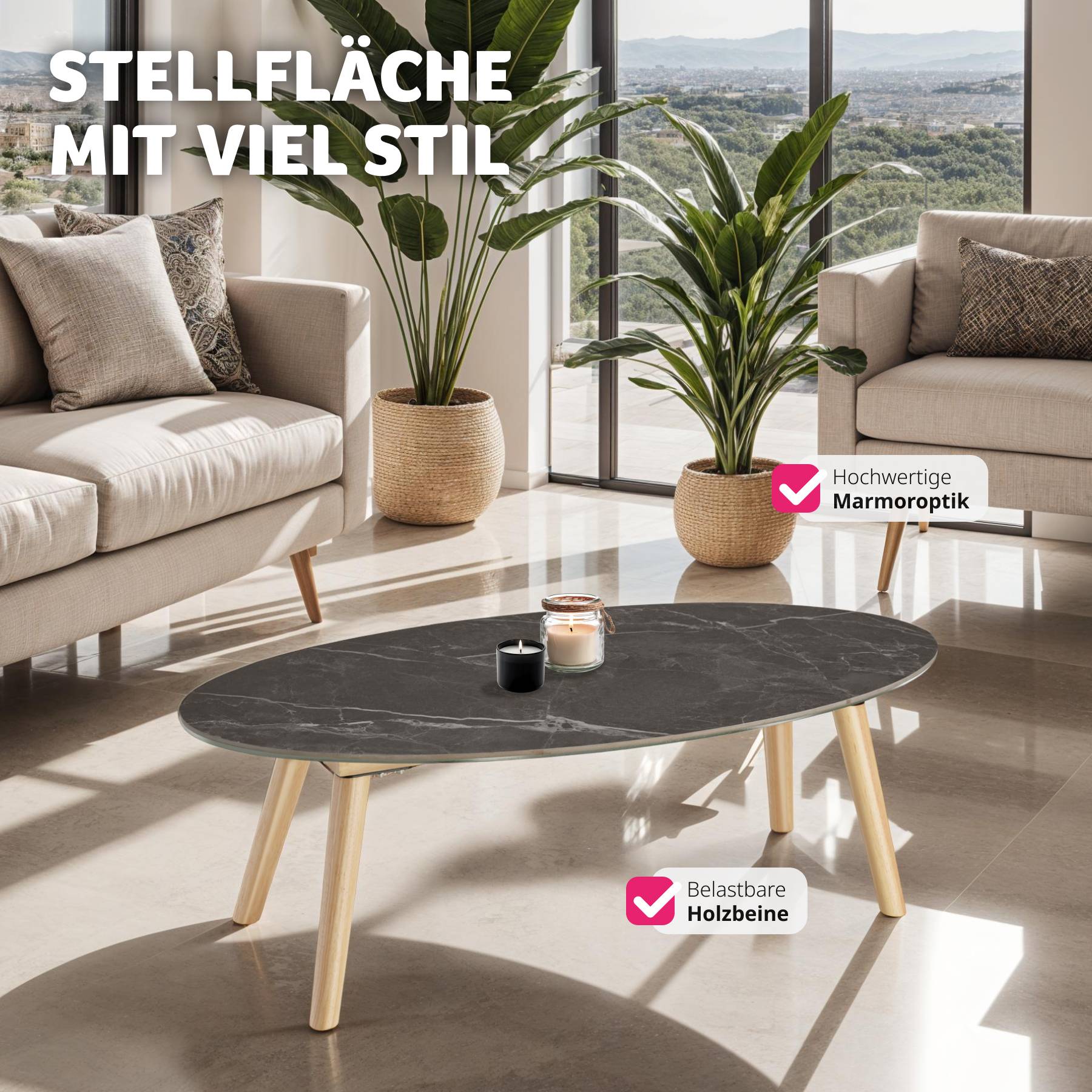 Ovaler Couchtisch Acerra