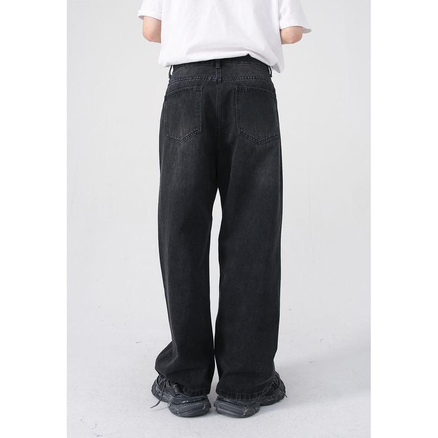 FAERIS - Mid Rise Washed Wide Leg Jeans