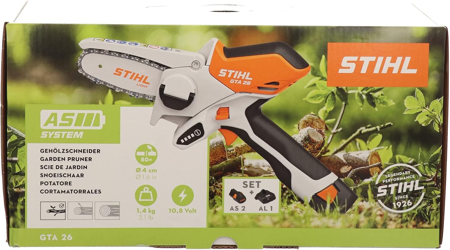 Stihl Akku-Gehölzschneider GTA 26 Set mit Akku AS 2 und Ladegerät AL 1, Batteriebetrieben